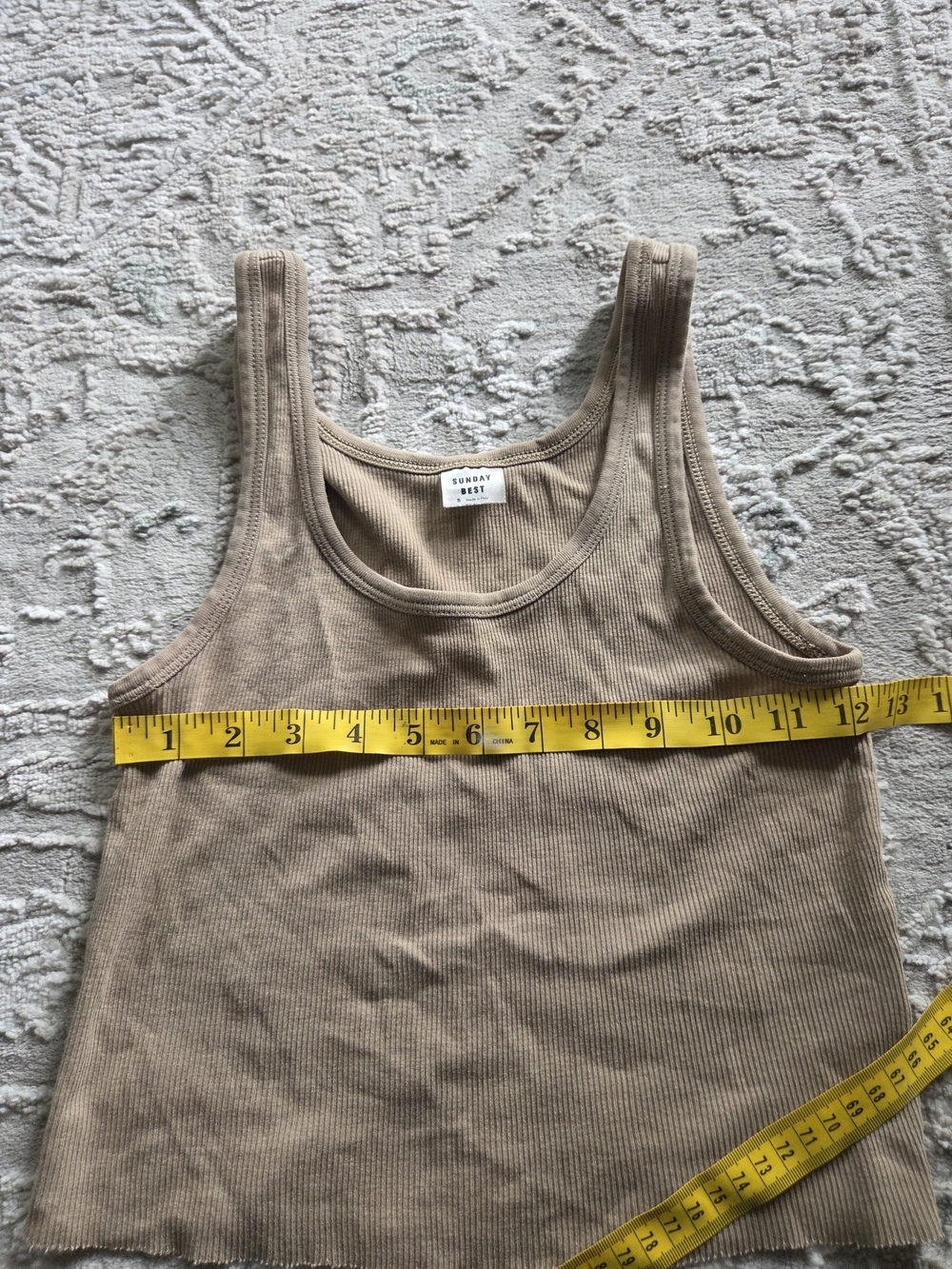 Sunday Best Ribbed Tank Top in Taupe Beige - Picture 3 of 5